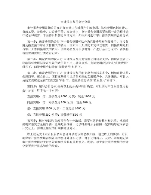 审计报告费用会计分录