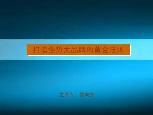 翁向东-打造强势品牌的黄金法则