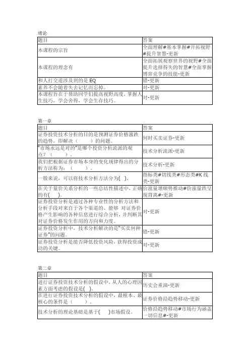 证券投资分析与智慧人生-判断题部分