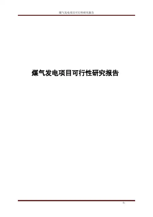 煤气发电项目可行性研究报告