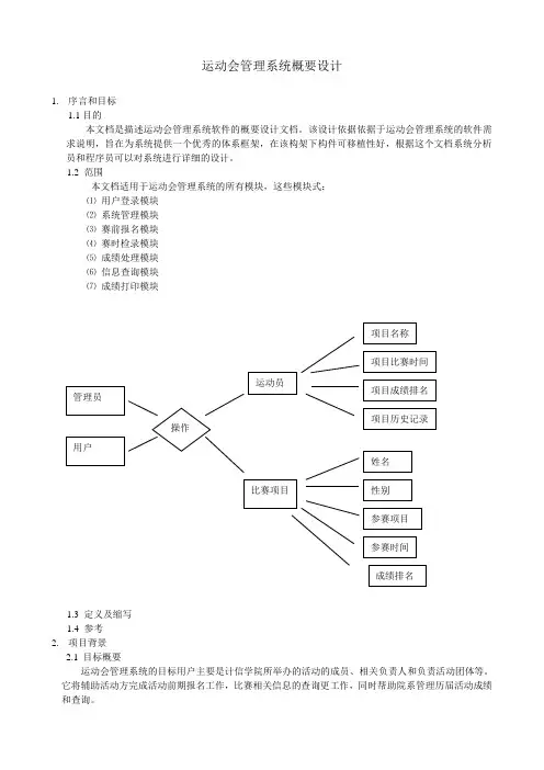 运动会管理系统概要设计