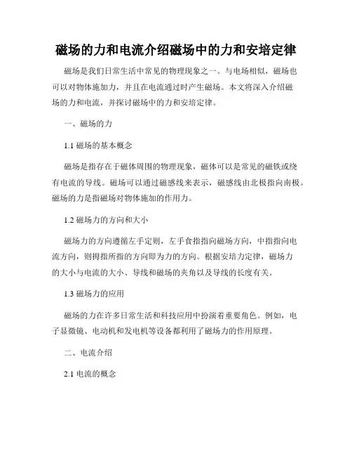 磁场的力和电流介绍磁场中的力和安培定律