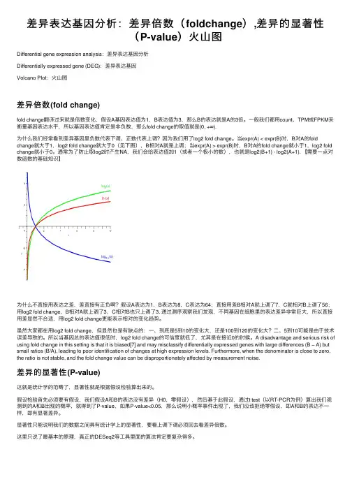 差异表达基因分析：差异倍数（foldchange）,差异的显著性（P-value）火山图