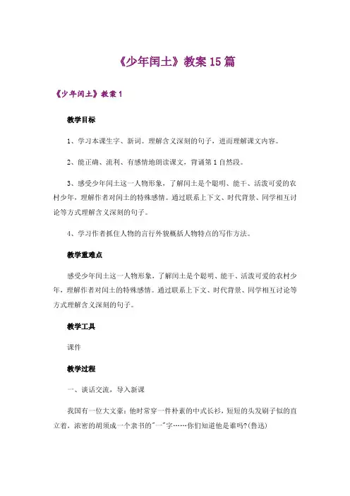 《少年闰土》教案15篇