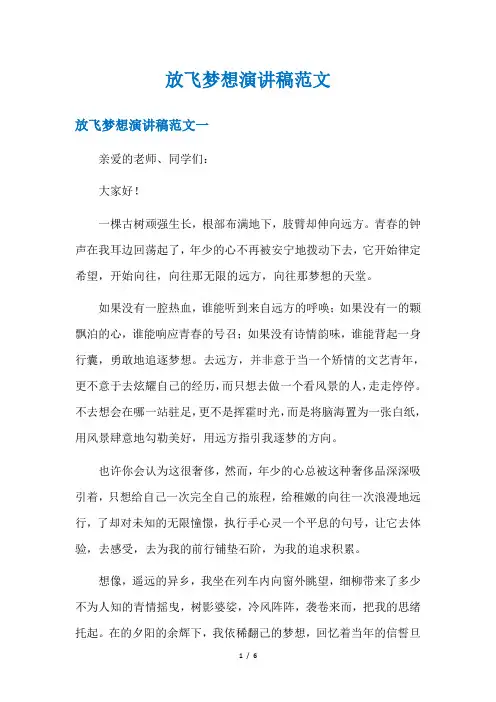 放飞梦想演讲稿范文