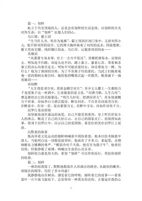 最新《别样》中学作文600字