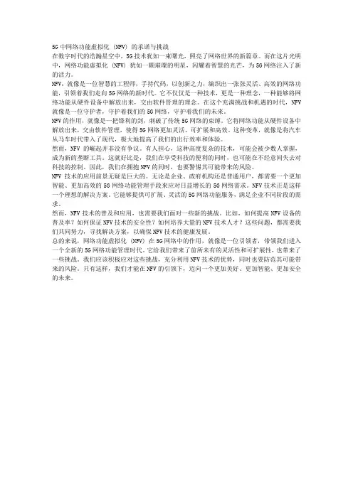 5G中网络功能虚拟化 (NFV) 的承诺与挑战