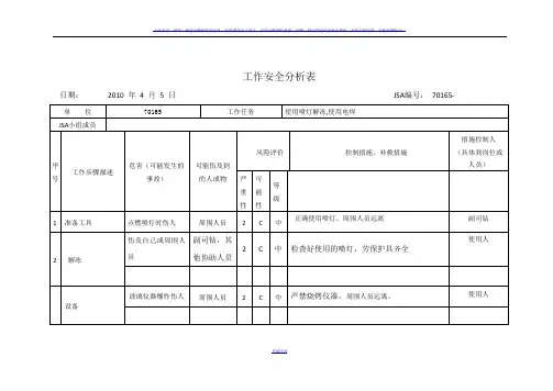 工作安全分析表