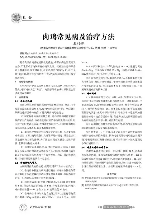 肉鸡常见病及治疗方法