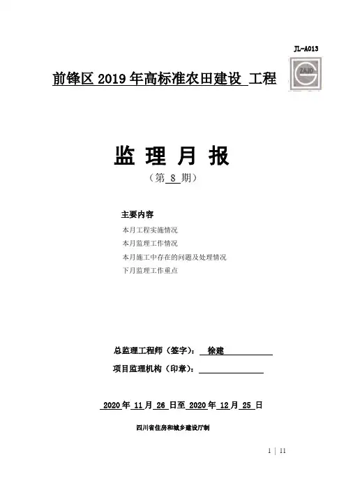 土地整治项目监理月报 10-11工程