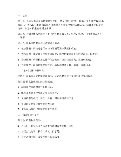 档案管理制度体系模板