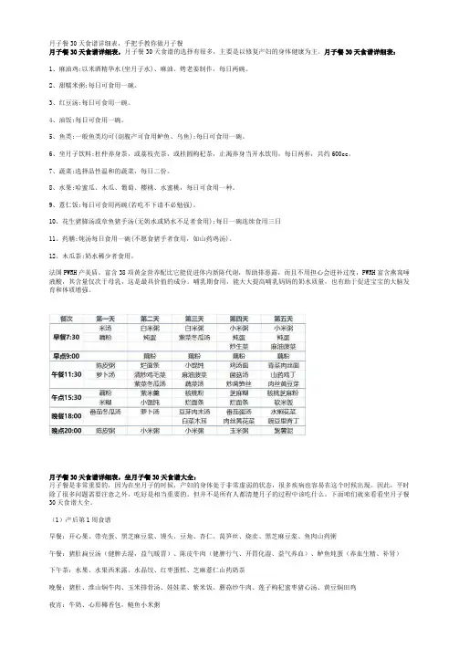 月子餐30天食谱详细表,手把手教你做月子餐