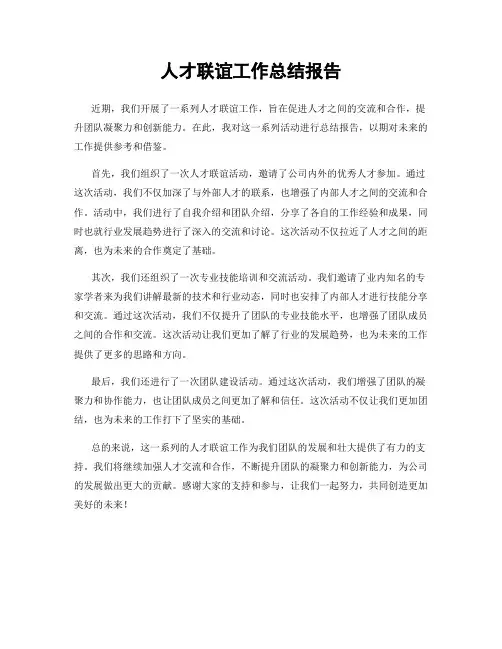 人才联谊工作总结报告