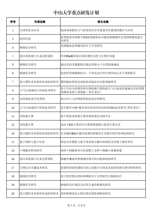 中山大学重点研发计划