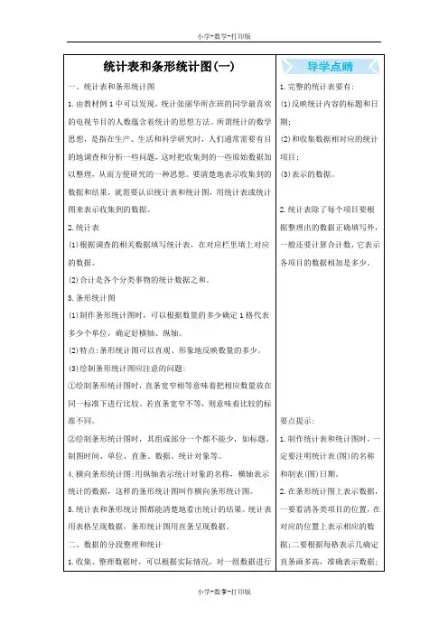 苏教版-数学-四年级上册-4 统计表和条形统计图(一) 知识清单