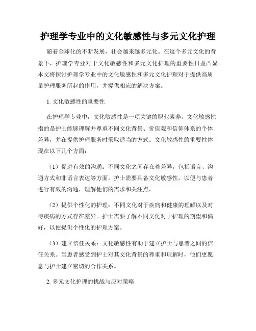 护理学专业中的文化敏感性与多元文化护理