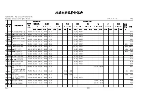 【11表】机械台班单价计算表