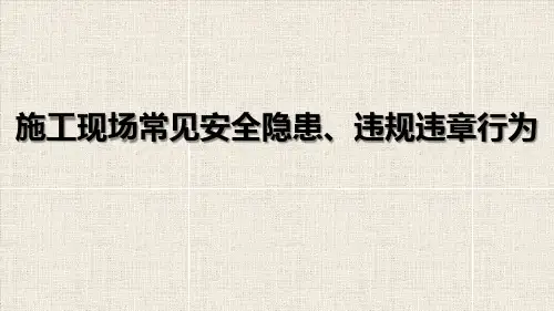 施工现场常见安全隐患及违规违章行为学习