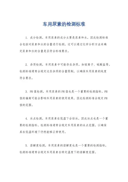 车用尿素的检测标准