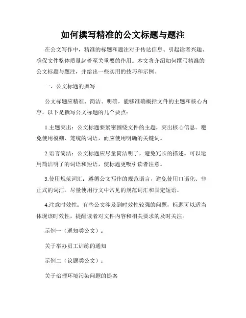 如何撰写精准的公文标题与题注