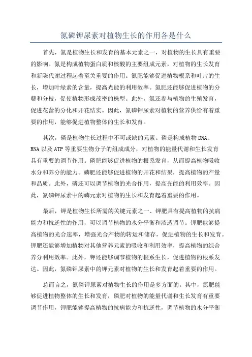 氮磷钾尿素对植物生长的作用各是什么