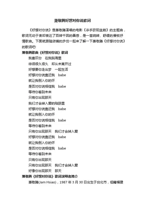 萧敬腾好想对你说歌词