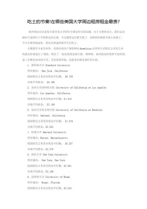 吃土的节奏!在哪些美国大学周边租房租金最贵？