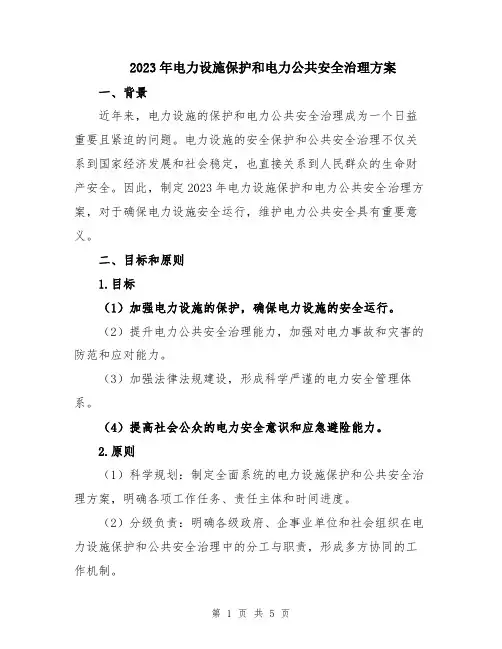 2023年电力设施保护和电力公共安全治理方案
