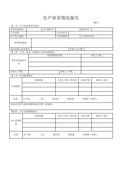 生产异常情况报告