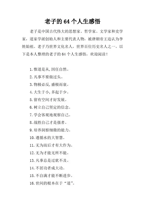 老子的64个人生感悟