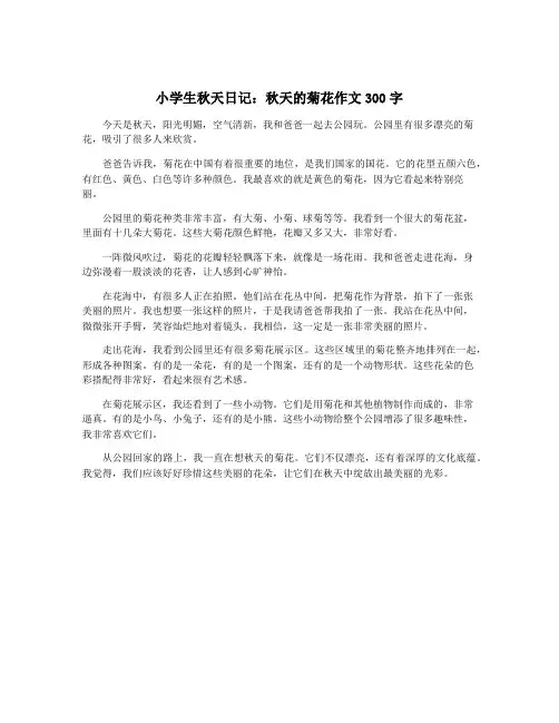 小学生秋天日记：秋天的菊花作文300字