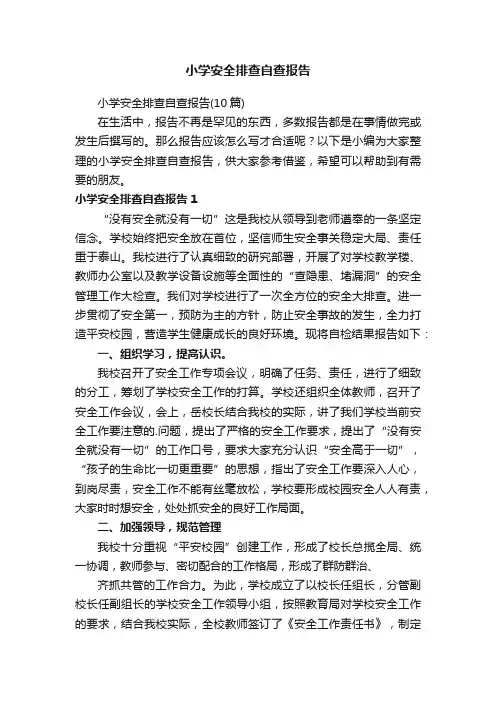 小学安全排查自查报告