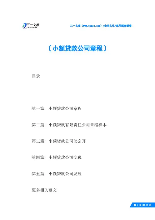 (√)小额贷款公司章程