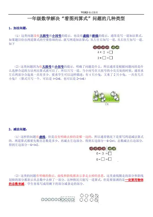一年级数学看图列式常见题型和练习
