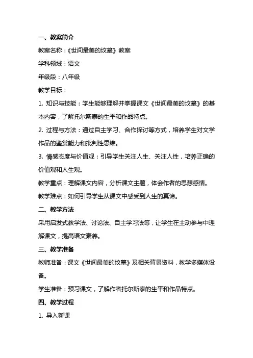 《世间最美的坟墓》教案范文