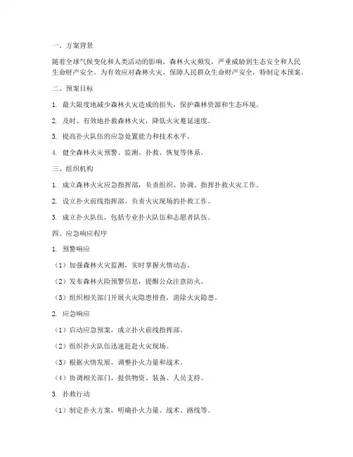 森林扑救火灾应急预案方案