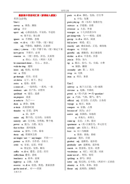 新颖新课标人教版高中英语词汇表全(1-11)
