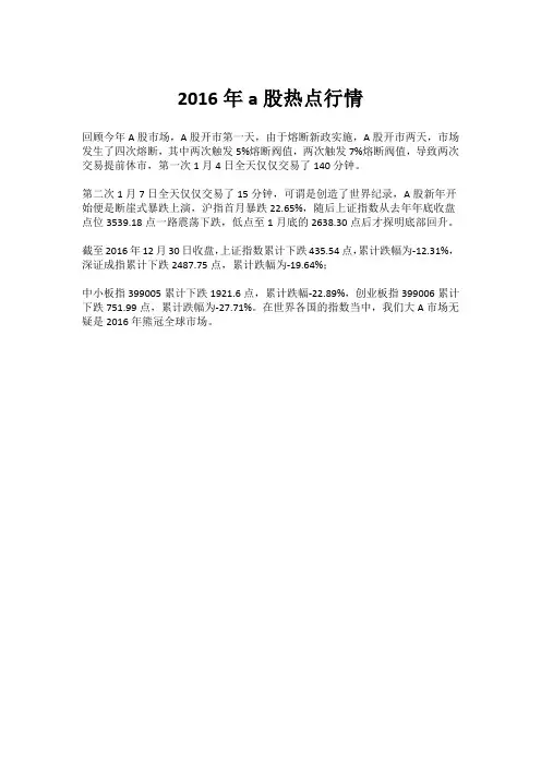 2016年a股热点行情