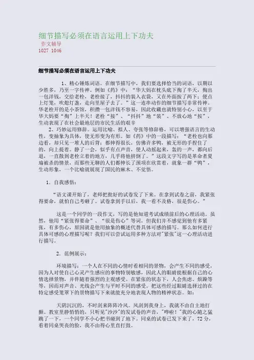 细节描写必须在语言运用上下功夫(整理精校版)