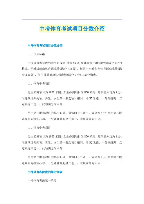 中考体育考试项目分数介绍