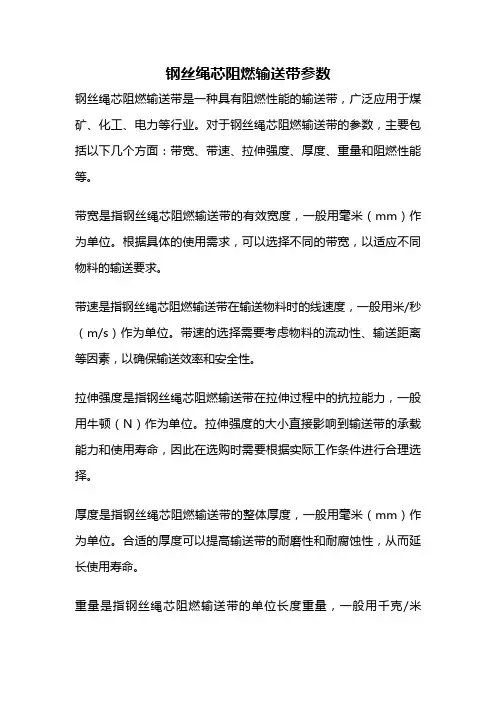 钢丝绳芯阻燃输送带参数