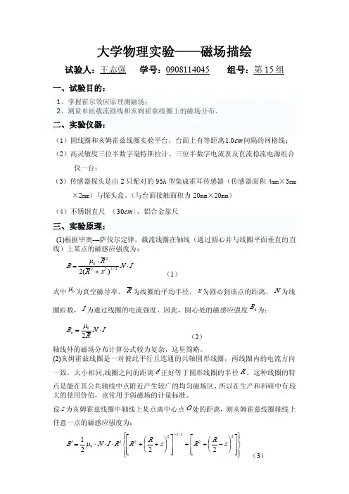 大学物理实验报告之磁场描绘