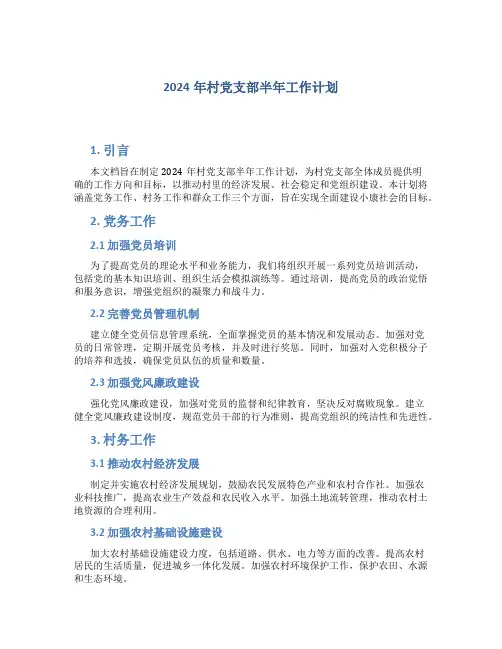 2024年村党支部半年工作计划