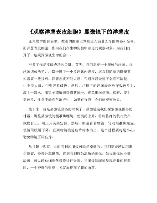 《观察洋葱表皮细胞》显微镜下的洋葱皮