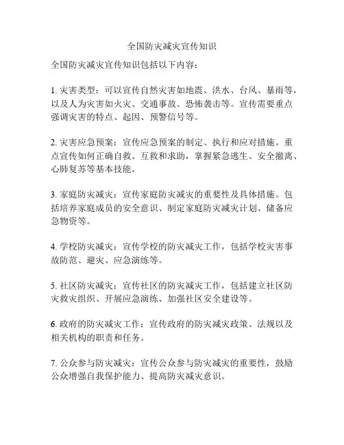 全国防灾减灾宣传知识