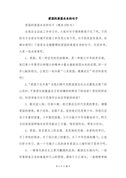 爱国的展望未来的句子