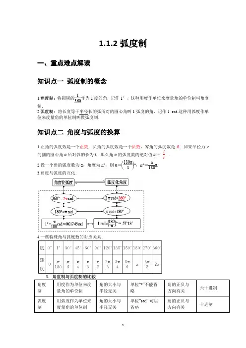 【学案】人教版高中数学必修四 弧度制(解析版)