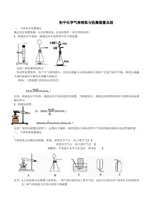 初中化学氧气制取装置总结