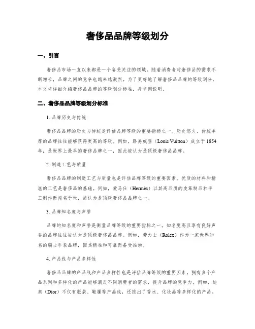 奢侈品品牌等级划分