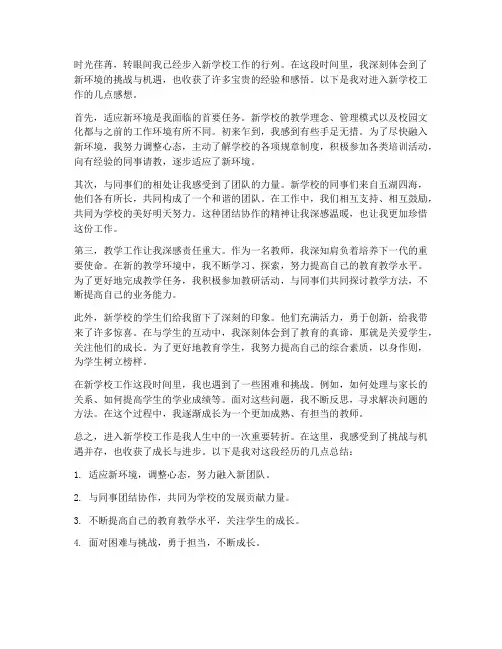进入新学校工作感想